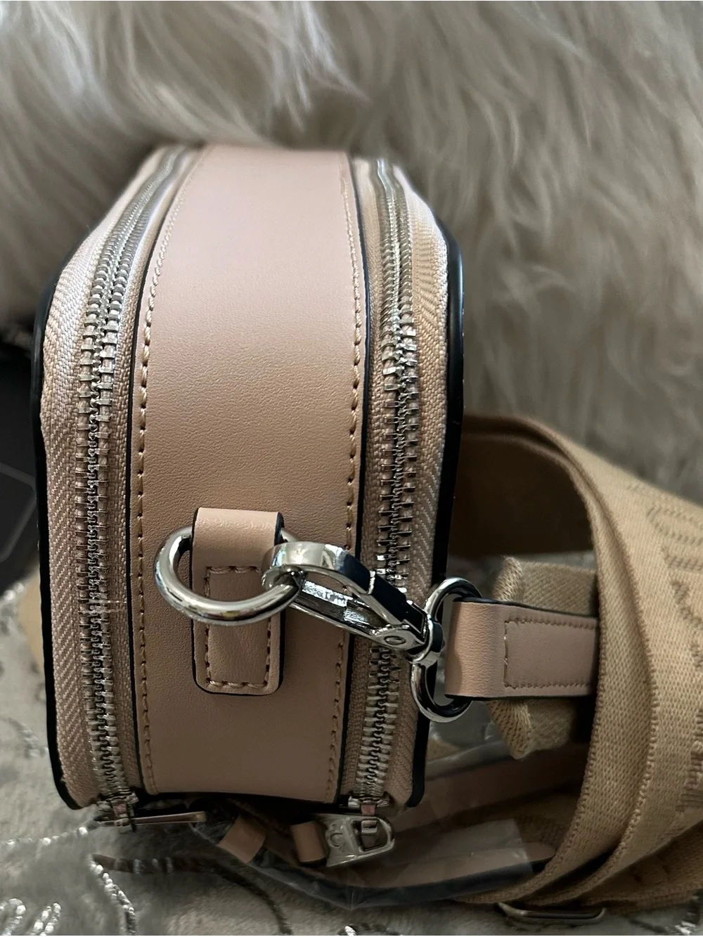 NWT True Religion Tan Double Zipped Camera Crossbody Bag